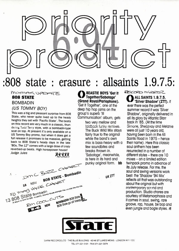 808 State - Bombadin