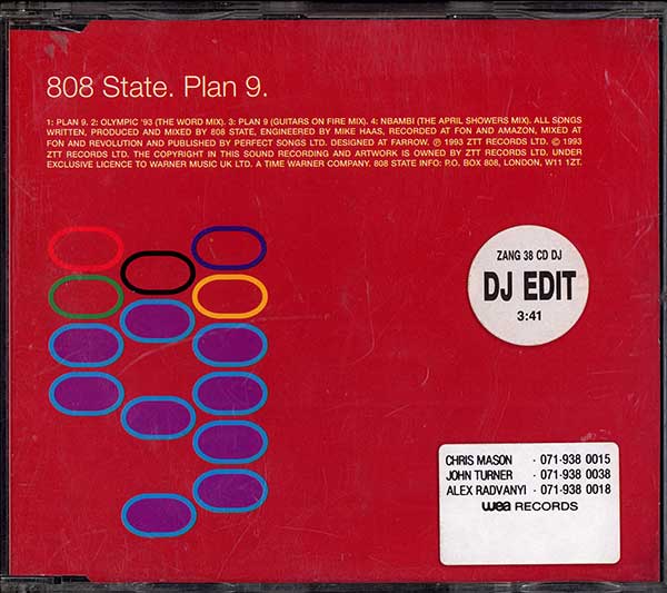 808 State - Plan 9 - UK Promo CD Single