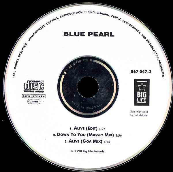 Blue Pearl - Alive - German CD Single - CD