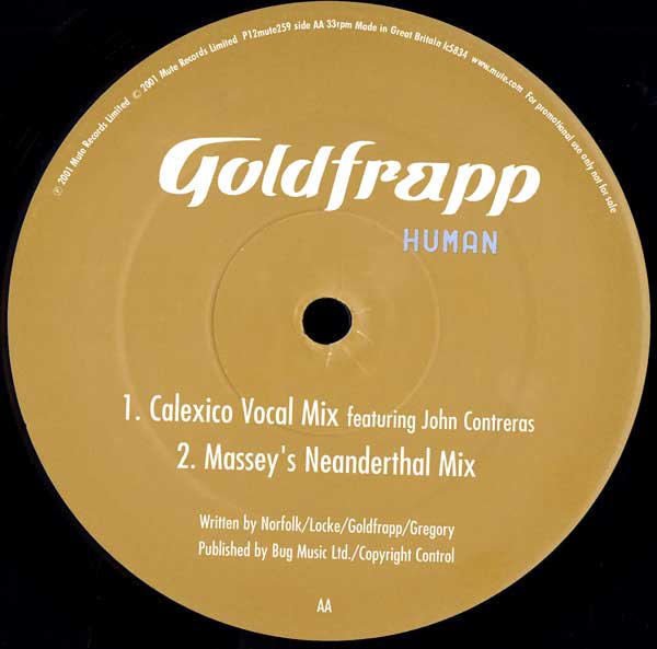 Goldfrapp - Human Remixes - UK 12" Promo - Label B