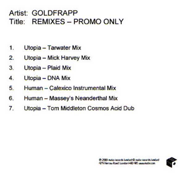 Goldfrapp - "Goldfrapp Remixes - Promo Only " Promo CDR