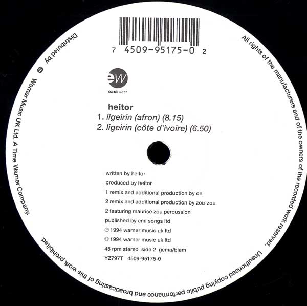 Heitor - Ligeirin - UK 12" Single - Side B
