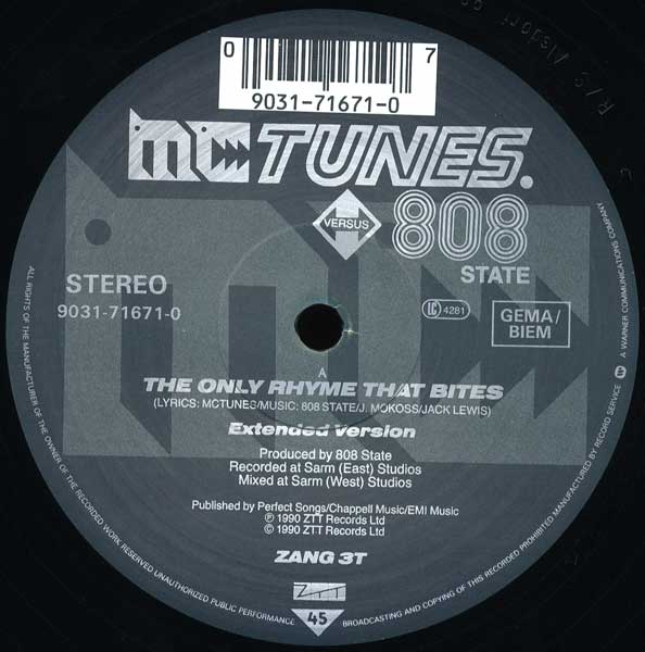 MC Tunes vs. 808 State - The Only Rhyme That Bites
