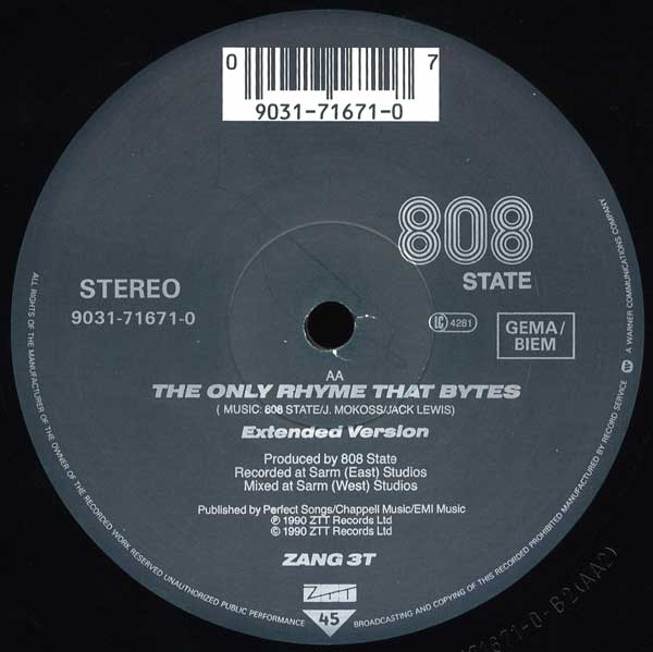 MC Tunes vs. 808 State - The Only Rhyme That Bites