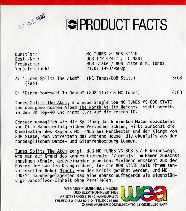 MC Tunes vs. 808 State - Tunes Splits The Atom