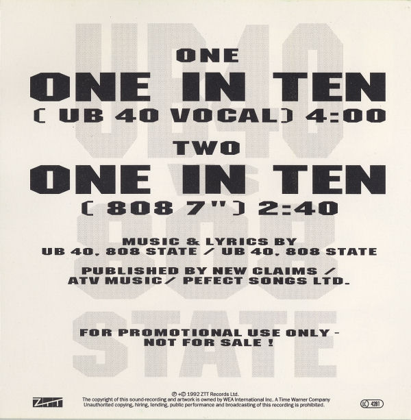 808 State vs UB40 - One In Ten