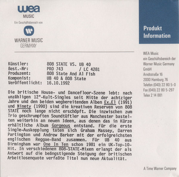 808 State vs UB40 - One In Ten