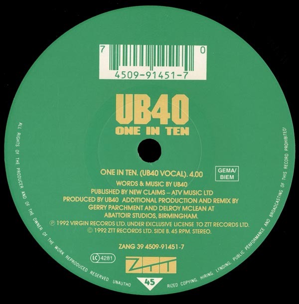 808 State vs UB40 - One In Ten