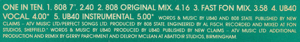 808 State vs UB40 - One In Ten