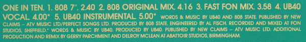 808 State vs UB40 - One In Ten