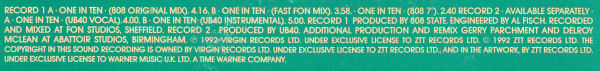 808 State vs UB40 - One In Ten