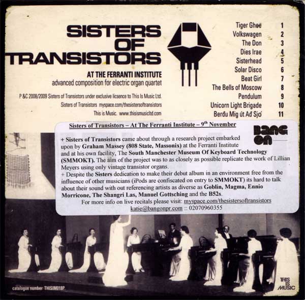 Sisters Of Transistors - At The Ferranti Institute - UK Promo CD - Back (with Press Release Sticker)