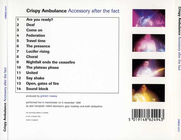 Crispy Ambulance - Accessory After The Fact - UK CD - Back Cover