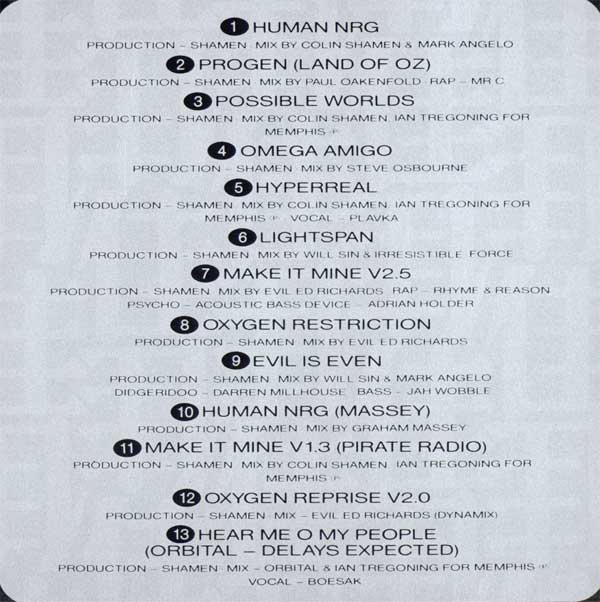 The Shamen - En-Tact - TPLP22CD - UK CD - credits