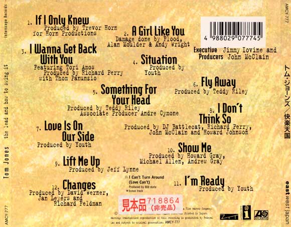 Tom Jones - The Lead And How To Live It - JP CD - Back Cover