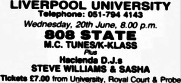 808state live at Liverpool University 20 June 1990