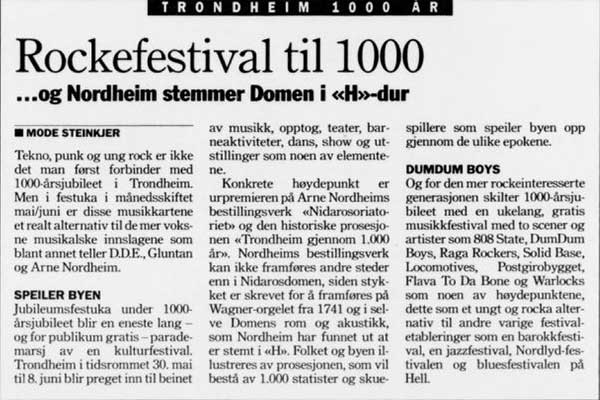 Sat 7:Jun - 808 State Live - TMV, Trondheim, Norway 