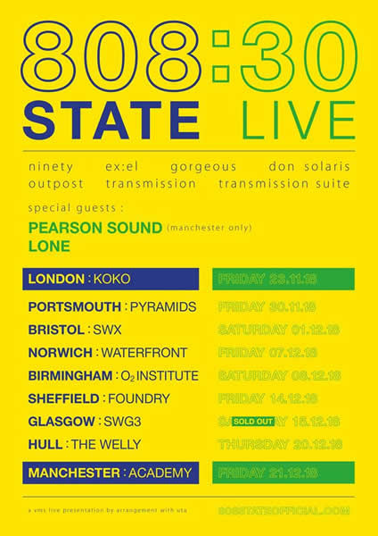 Flyer 808 State UK tour Nov Dec 2018